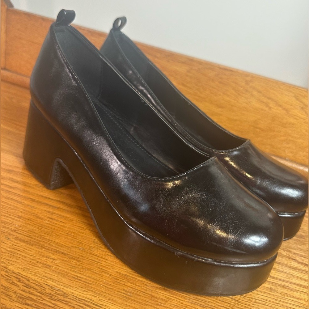 Cider Y2k Platform Chunky Block‎ Heel Black Patent Womens 9.5 Punk Goth